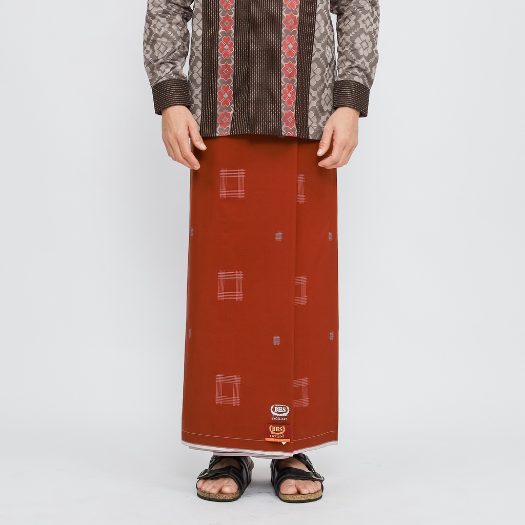 Sarung BHS Excellent Gold Motif Polos Ganefo Warna Coklat // COD