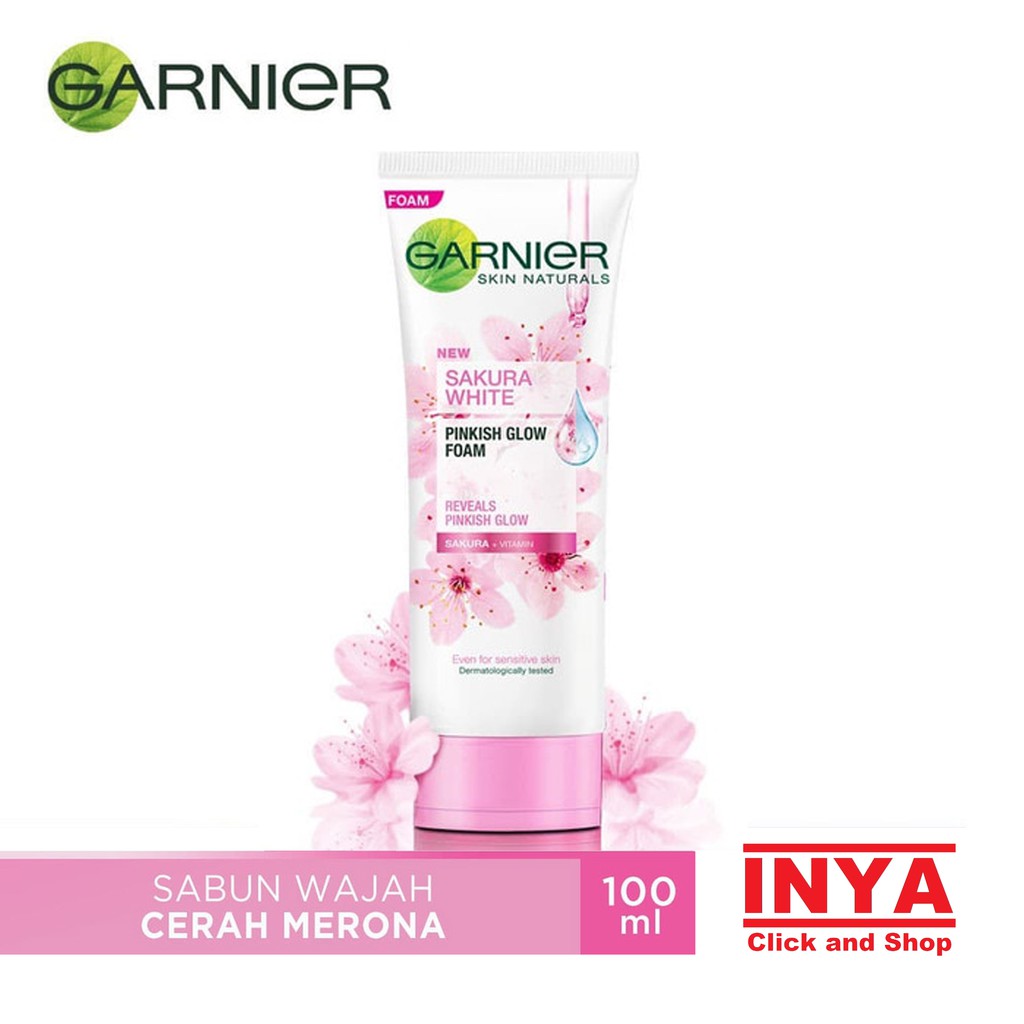 GARNIER SAKURA WHITE PINKISH GLOW CLEANSER FOAM 100ml - Sabun Muka