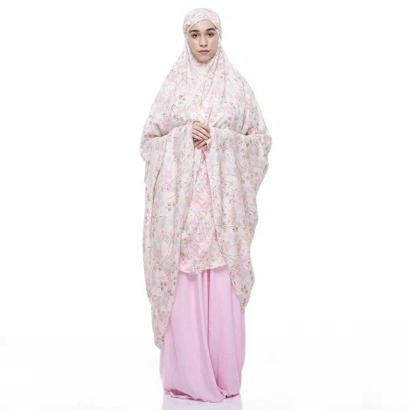 Mukena Tazbiya Kombinasi Flower Road Pink