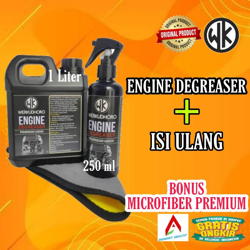 Engine Degreaser Mobil paket Isi ulang bonus microfiber / Pembersih mesin mobil / pembersih kerak membandel mobil / debu / Deposit oli