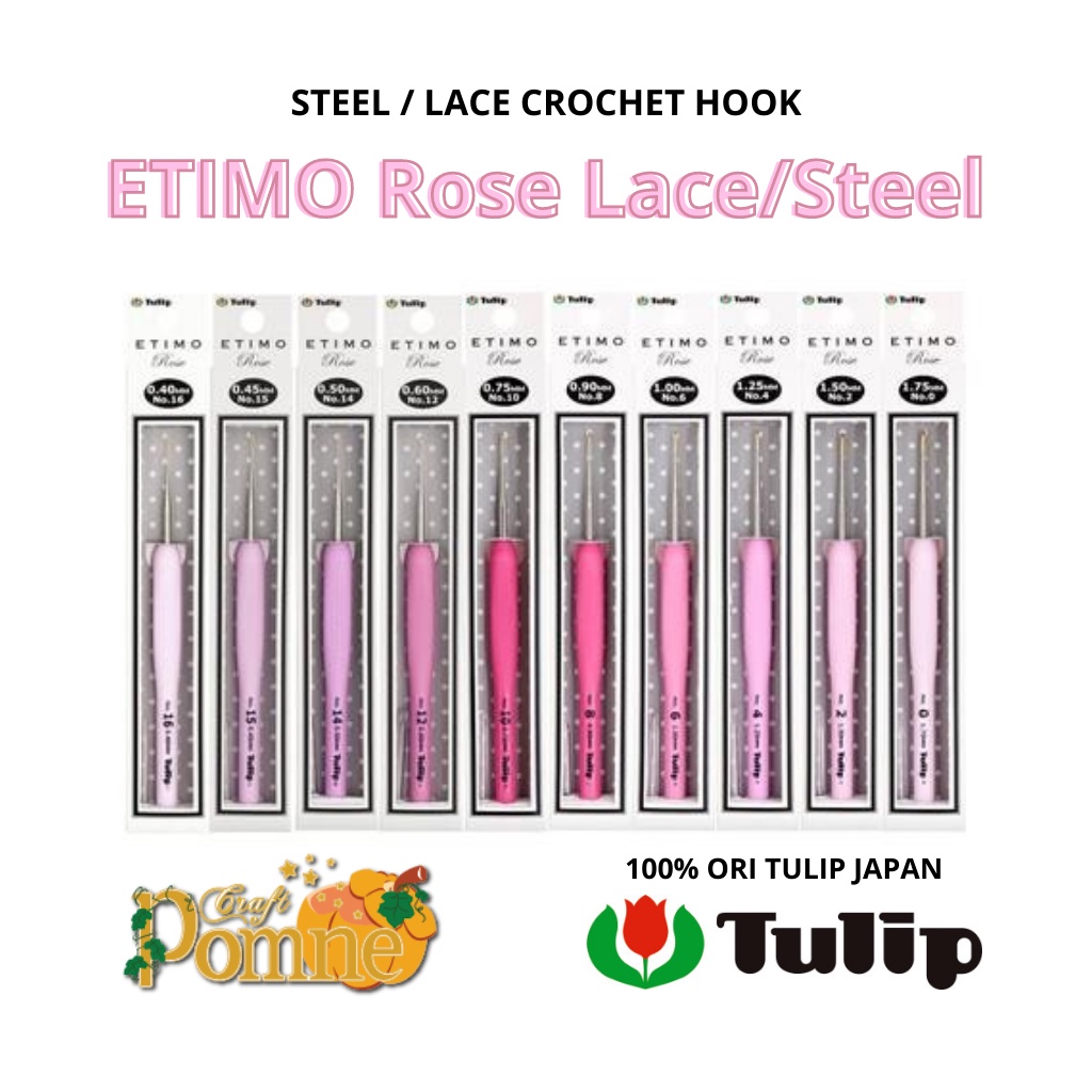 TULIP ETIMO ROSE STEEL / LACE - Jarum Rajut Hakpen TULIP JAPAN ORI Crochet Hook