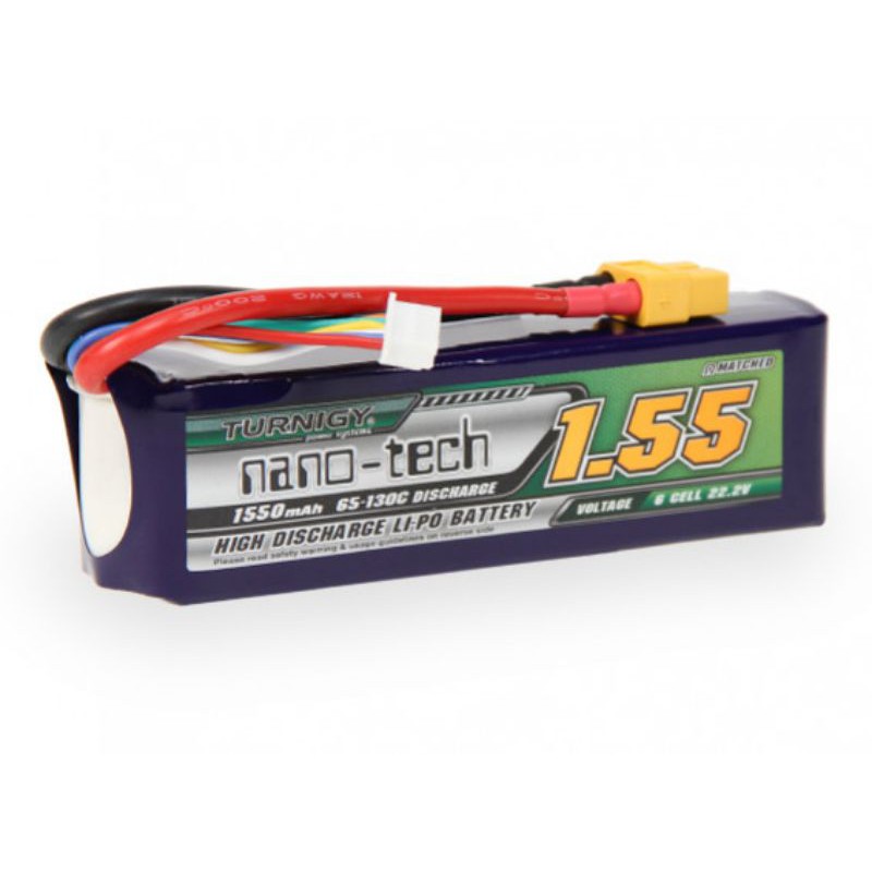 Turnigy nano-tech 1550mah 6S 65~130C Lipo Pack (450L Heli)