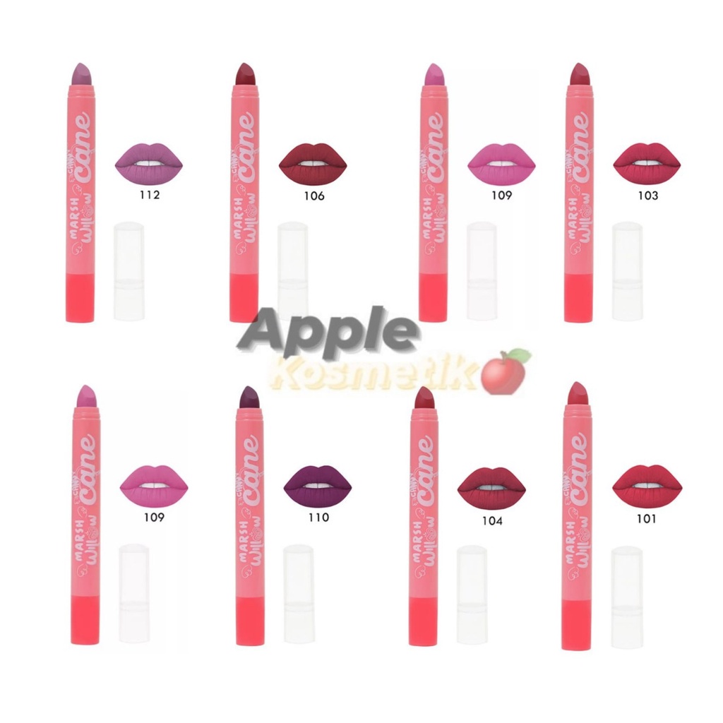 MARSHWILLOW Candy Cane Matte Lip Crayon Versi RED 2g BPOM - NEW !!!