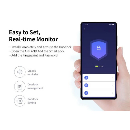 Mijia Smart Door Lock Keyless Bluetooth Fingerprint Kunci Pintu Rumah