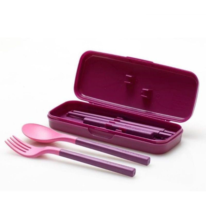 chopstik tuperware ungu set /sumpit set