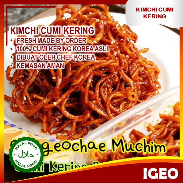 

Kimchi Cumi Kering 100 gr Pedas Original Korea Halal Enak