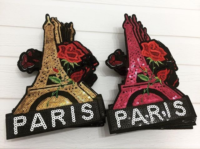 Patch Paris sequin / bordir payet/ bordir tempel