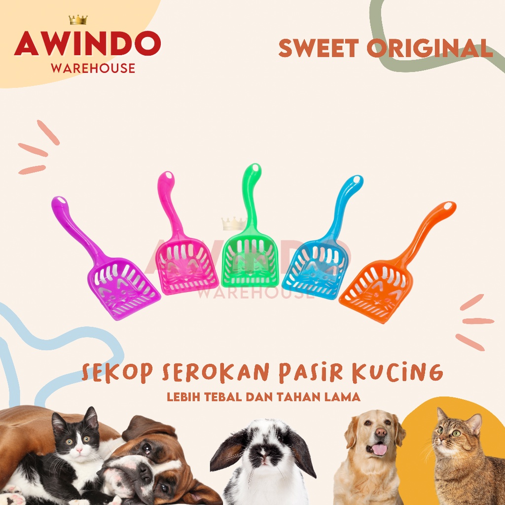 SEROKAN PASIR KUCING MOTIF 2 - Sekop Skop Pasir Kotoran Kucing Anjing Kelinci Cat Litter Scoop