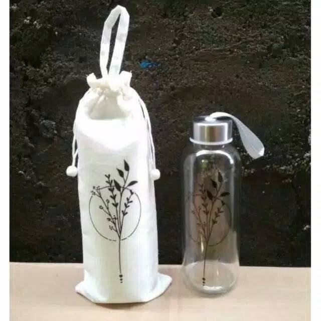 SOUVENIR PERNIKAHAN BOTOL KACA Tumbler + KEMAS BLACU