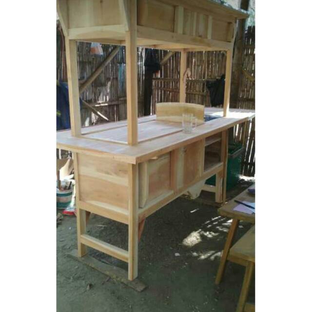 Gerobak angkringan mentah kayu jati rombong angkringan