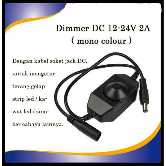 Dimmer Hitam DC 12-24V 2A Single Colour