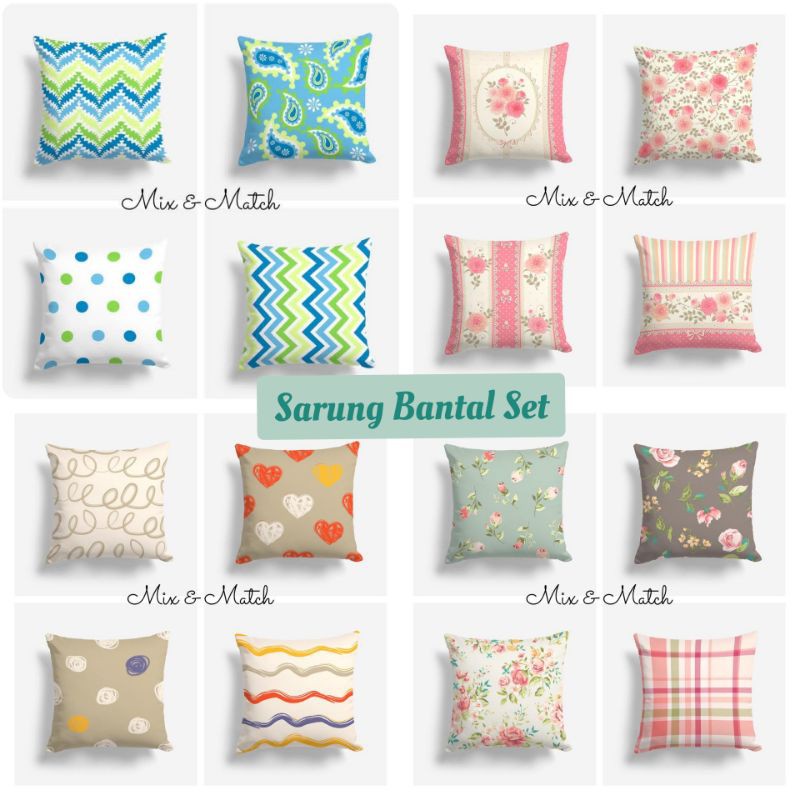 [SET ISI 4 SARUNG] SARUNG Bantal  Mix &amp; Match Shabby 40X40 cm