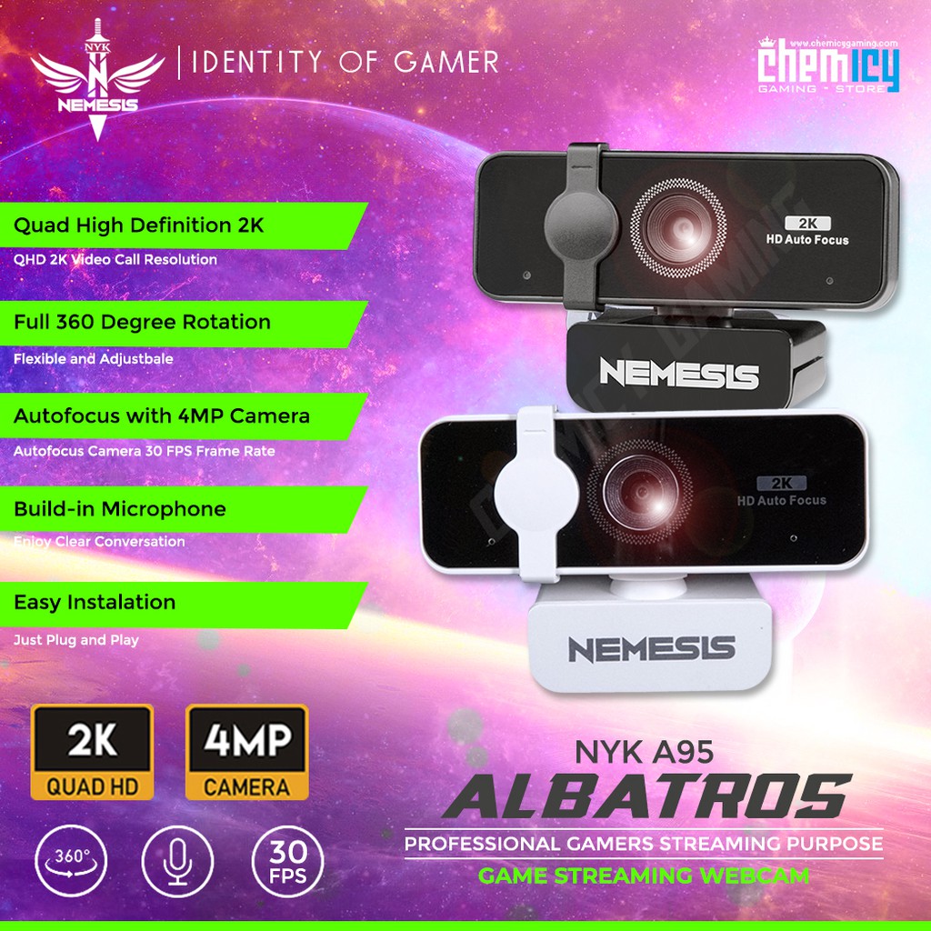 NYK A95 / A-95 Albatros 2K QHD Auto Focus Pro Streaming Gaming Webcam