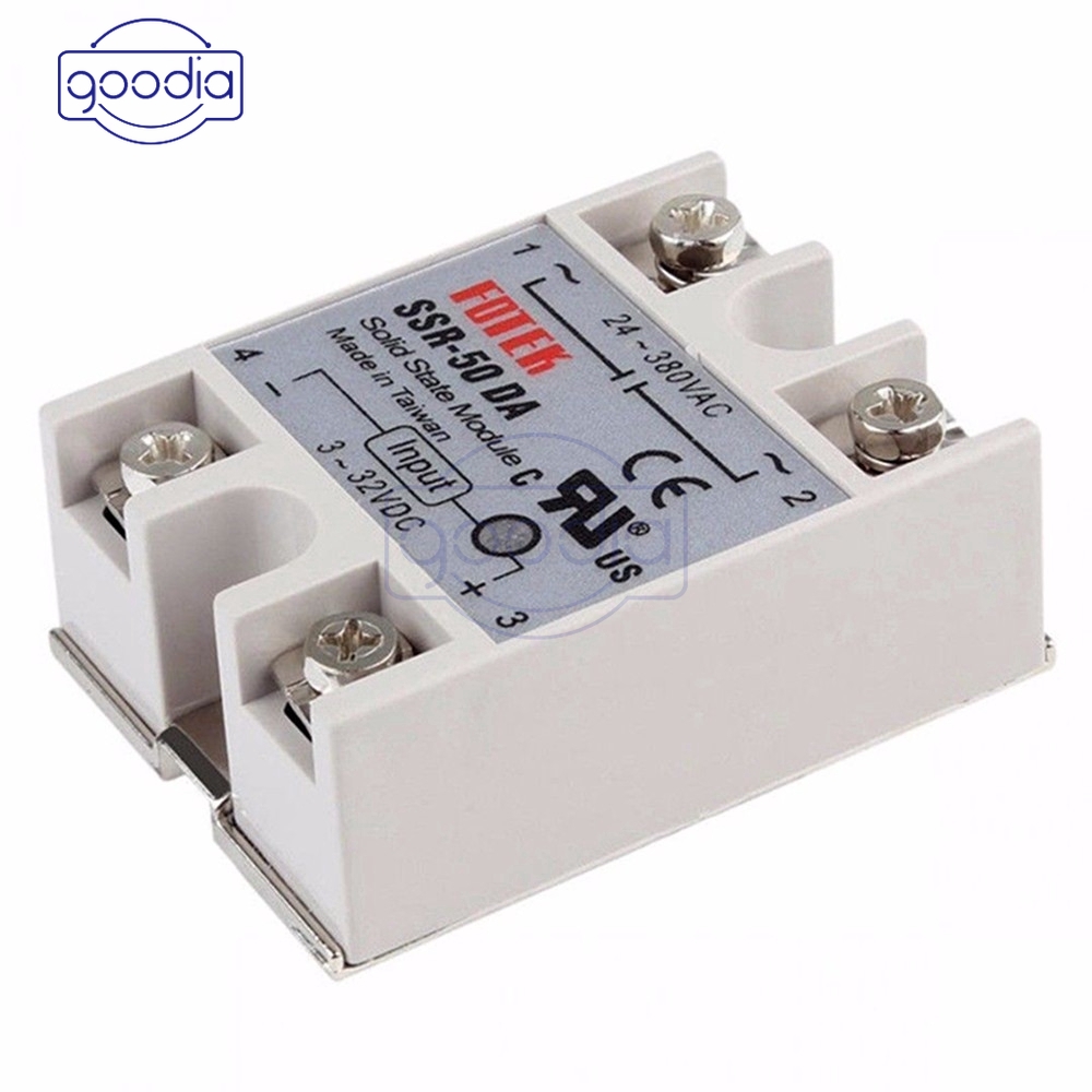 Modul Relay Solid State Ssr-50Da 3v~32v Dc Ke Ac 24v~380v 50a 250v Dengan Led 3~25ma