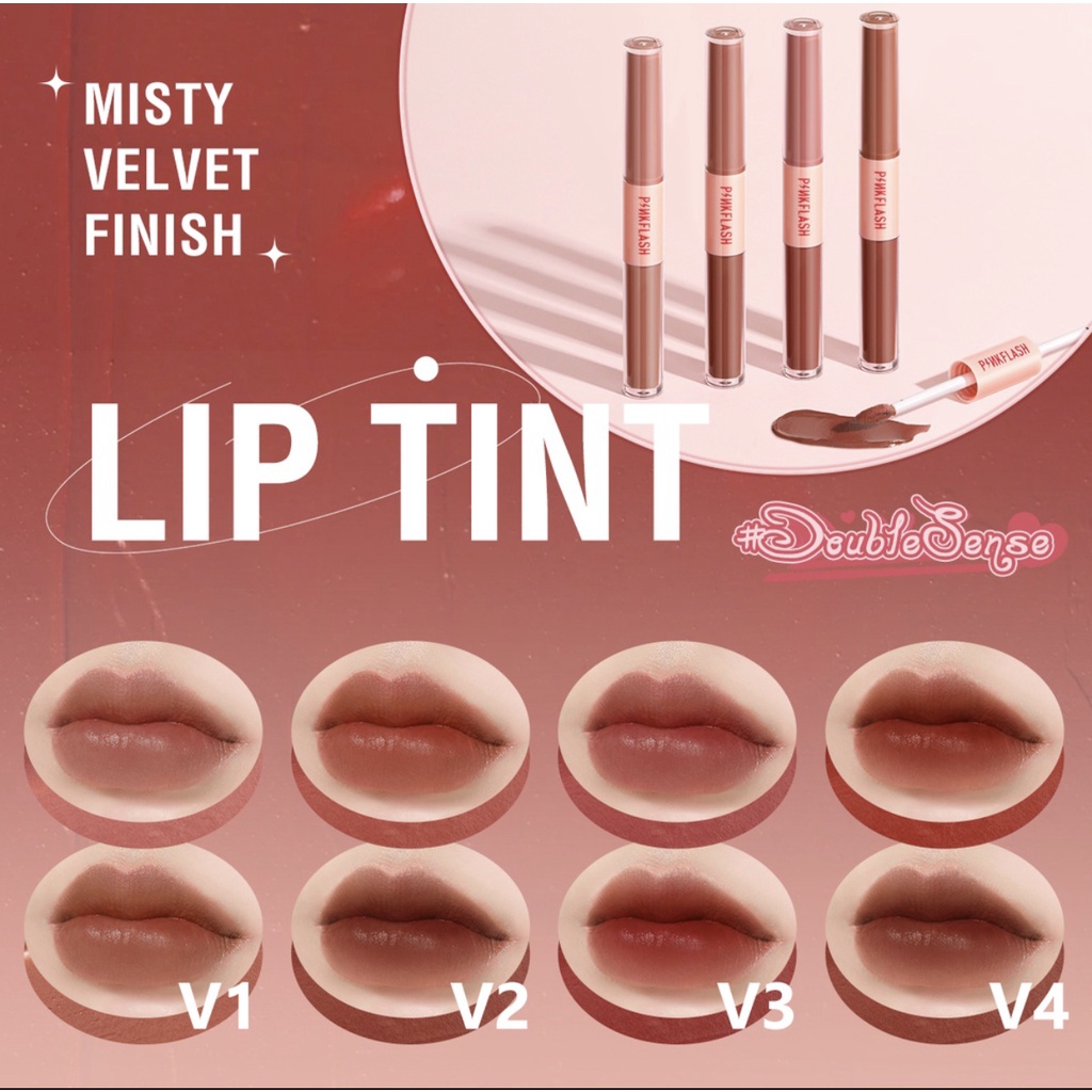 PINKFLASH DoubleSense 2 IN 1 Dual-ended Lipstick Liquid Matte Lipstick Velvet Tint Lightweight High Pigment Lasting