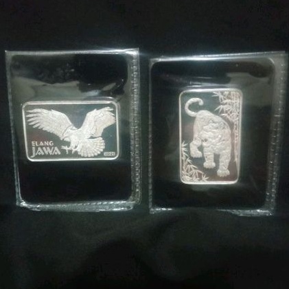 perak batangan i silver elang+Harimau 10x2 , bukan perak batangan antam