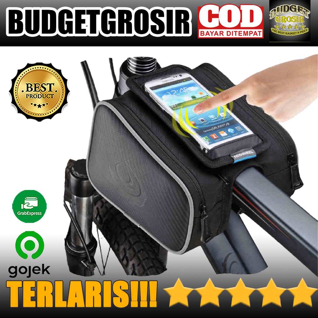 Tas Sepeda Waterproof dengan Case Smartphone - ROS12813 - Black--Roswheel