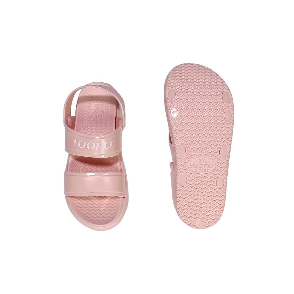 LUOFU ORIGINAL jelly sandal karet empuk murah sepatu tali wanita sendal cewek import E7197COL