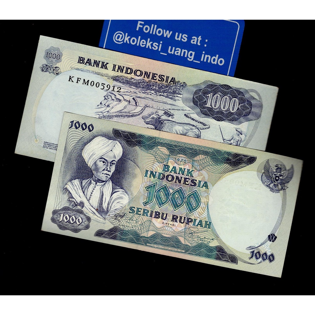 Uang Kuno 1000 Diponegoro 1975 XF Bagus