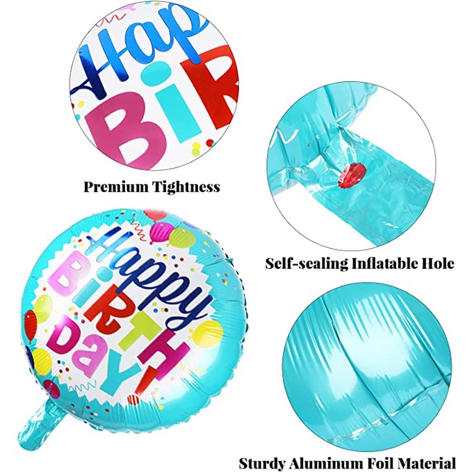 1 Pc Pack 10 Inch Round Happy Birthday Letter Aluminum Foil Balloons