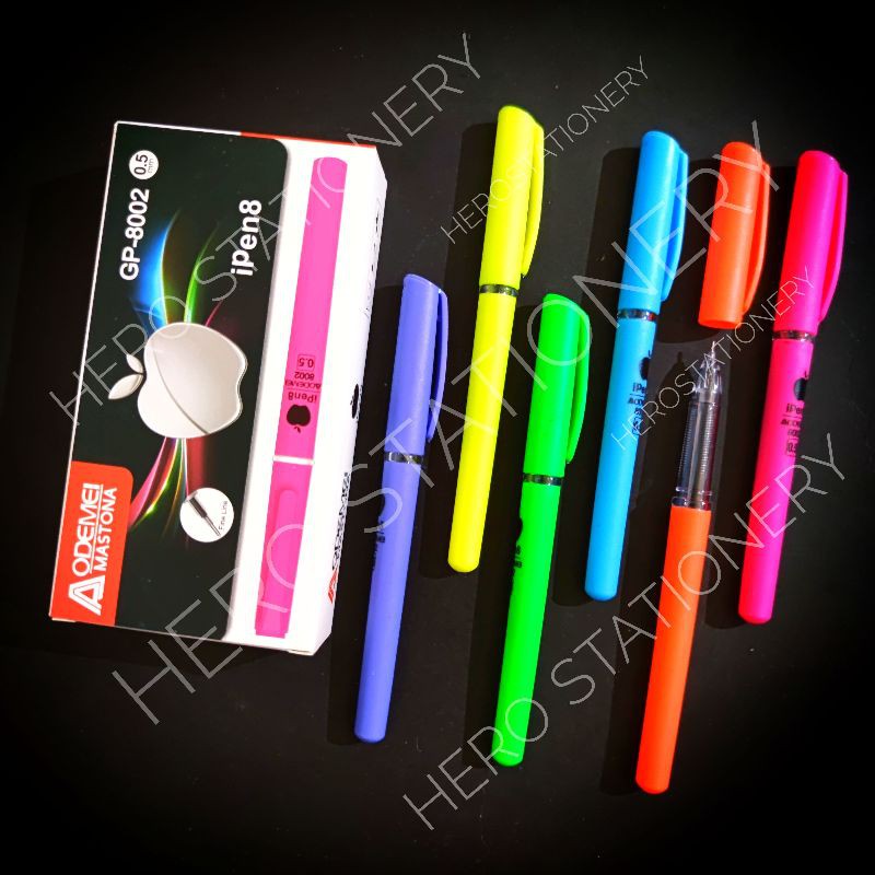

Pen ballpen gel ipen 8 odemei mastona casing warna colourful 0.5 mm . 12 unit