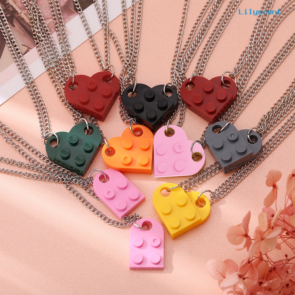 2pcs Kalung Choker Liontin Bentuk Hati Dapat Dilepas Untuk Pria Dan Wanita