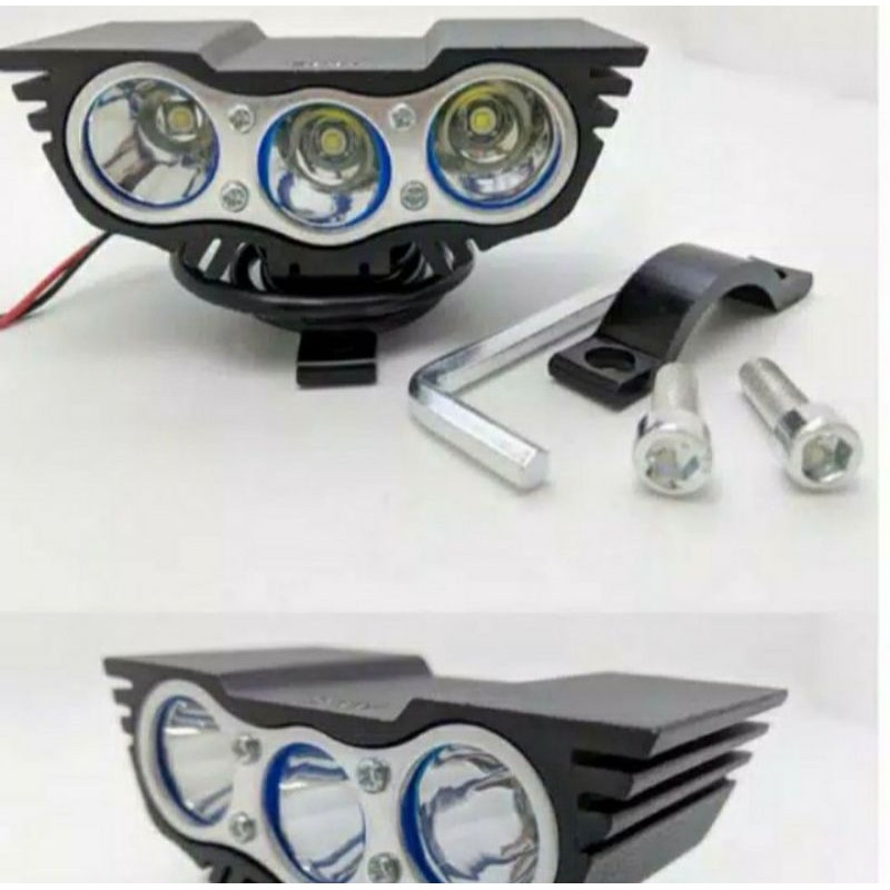 Lampu Tembak Sorot Motor &amp; Mobil Cree 3 Mata - PUTIH