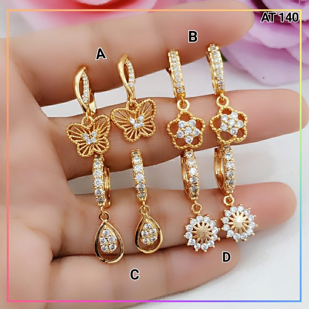 Anting Xuping anting dewasa jurai kupu krawang permata zirkon perhiasan lapis emas gold AT 140