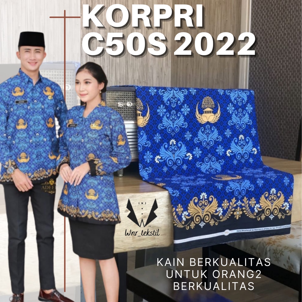 Bahan kain korpri katun batik/guru korpri resmi terbaru c50's ukuran 50 cm sampai 2 meter kain korpr
