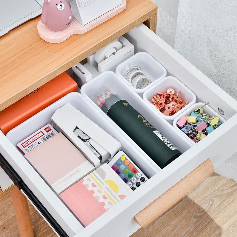 Kotak Pembatas Laci Storage Box Drawer Organizer Tempat Penyimpanan Set 8in1