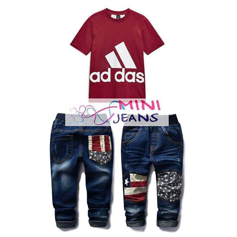 Setelan Anak Cowok Fashion Import Flag Star Set 2in1 (baju, celana)