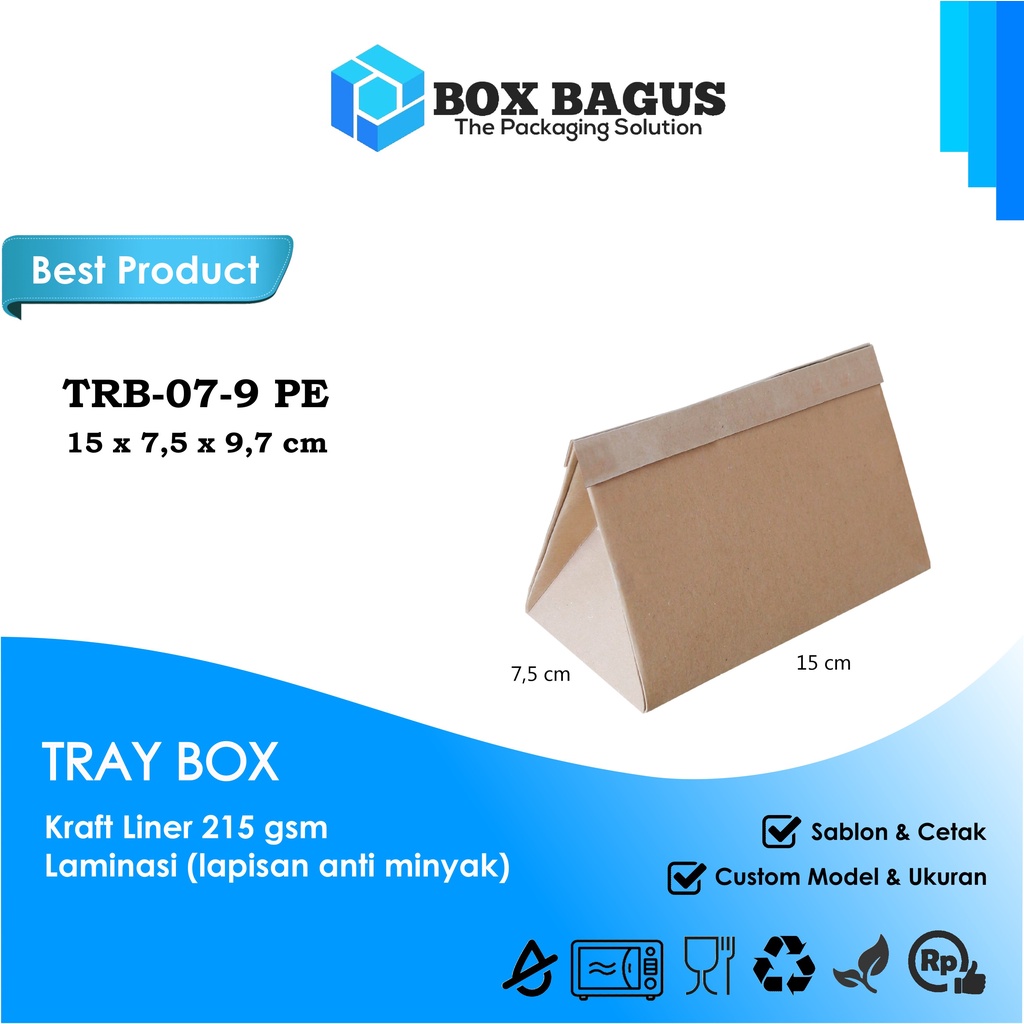 TRAY BOX DUS KOTAK HAMPERS MAKANAN NASI RAMES 15x7,5x9,7 cm PAPER KRAFT 215 gsm LAMINASI