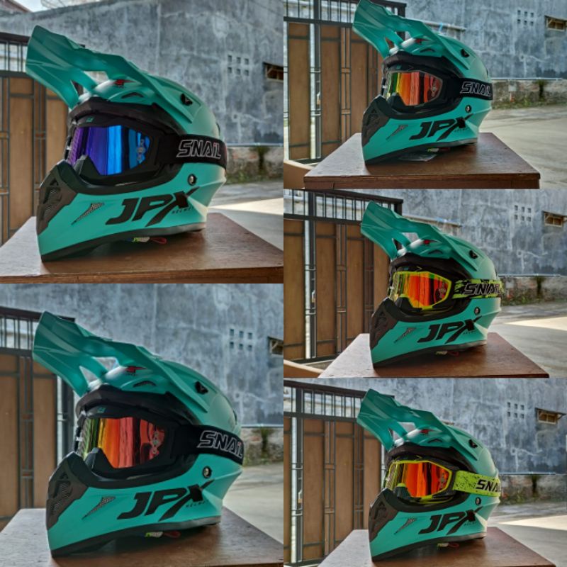 HELM JPX CROSS TOSCA_SOLID PAKET GANTENG JPX FOX 1 - TOSCA BLUE DOFF/ BLACK + GOOGLE SNAIL (ONGKIR 2 KG) HELM JPX TERBARU