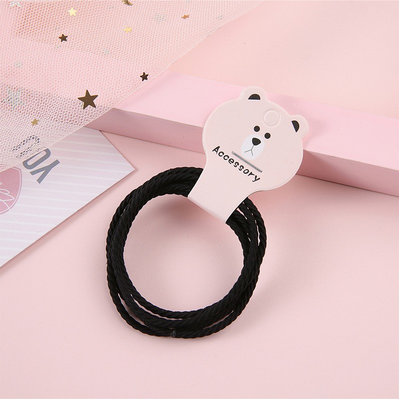 OSM - F871 Ikat Rambut Fashion 5 in 1 / Karet Warna Warni / Karet Rambut / Kuncir Rambut Wanita-Hitam