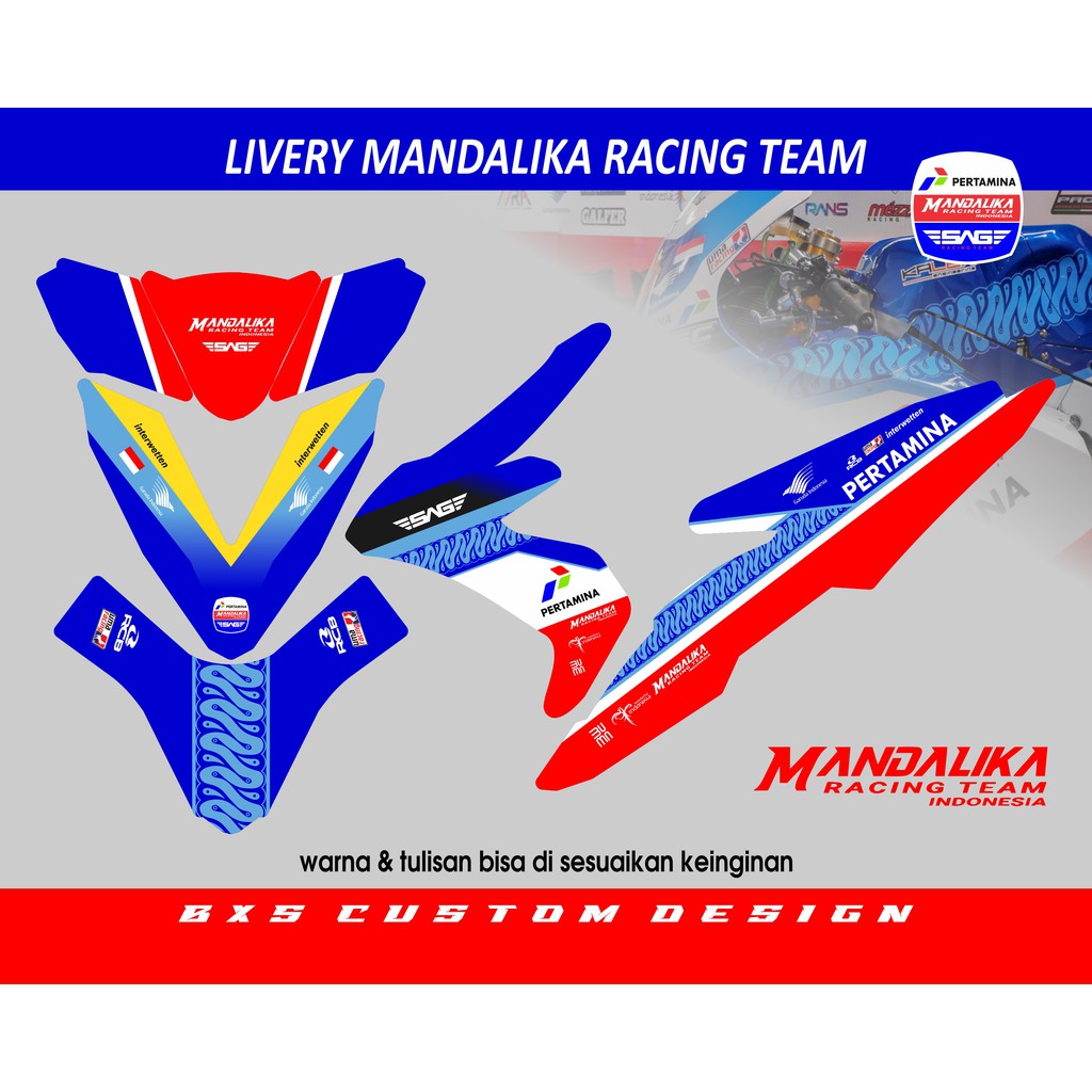 STICKER DECAL FULL HONDA BEAT LIVERY MANDALIKA RACING TEAM SAG