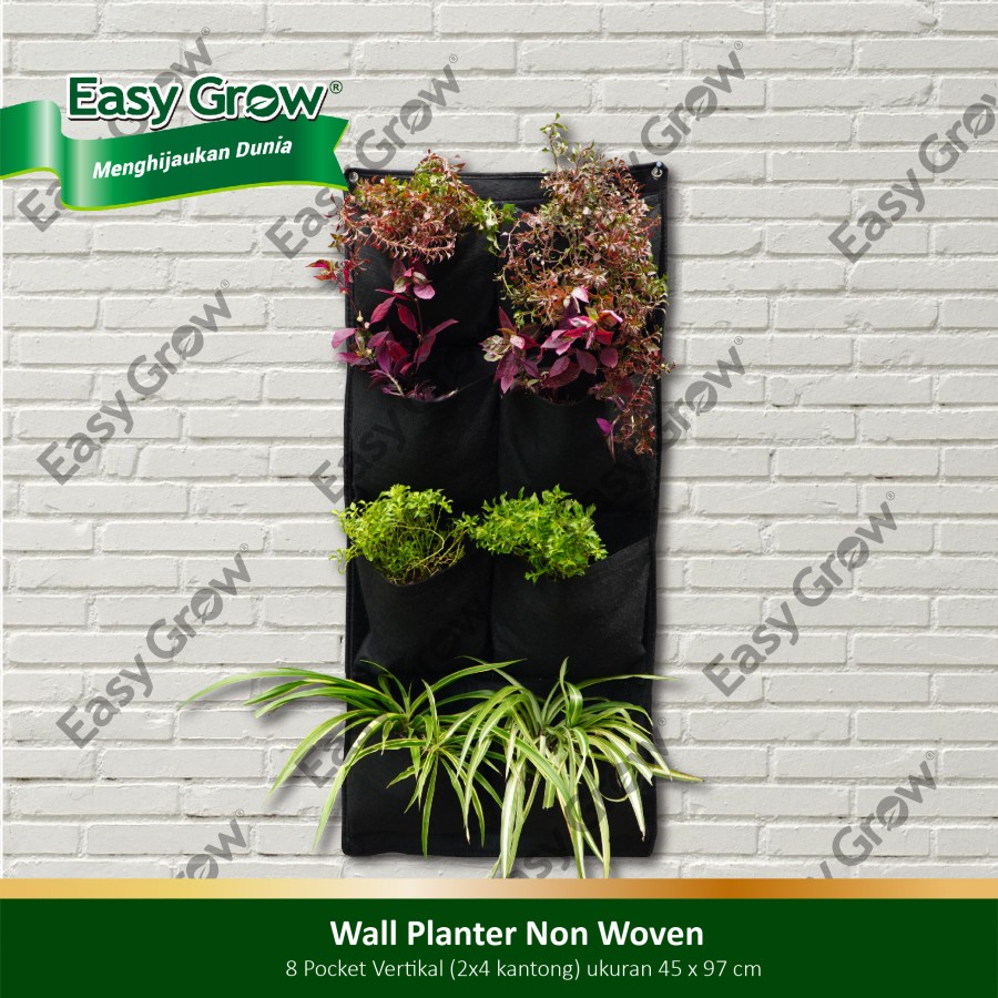 NON WOVEN WALL PLANTER 8 POCKET VERTICAL POT DINDING 8KANTONG VERTIKAL