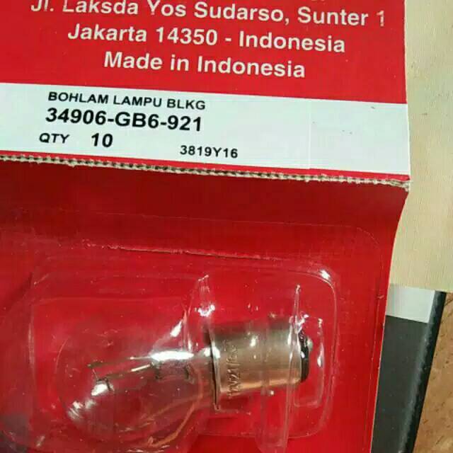 Bohlam Lampu Belakang / Stop Honda AHM GB6 bohlam stop honda