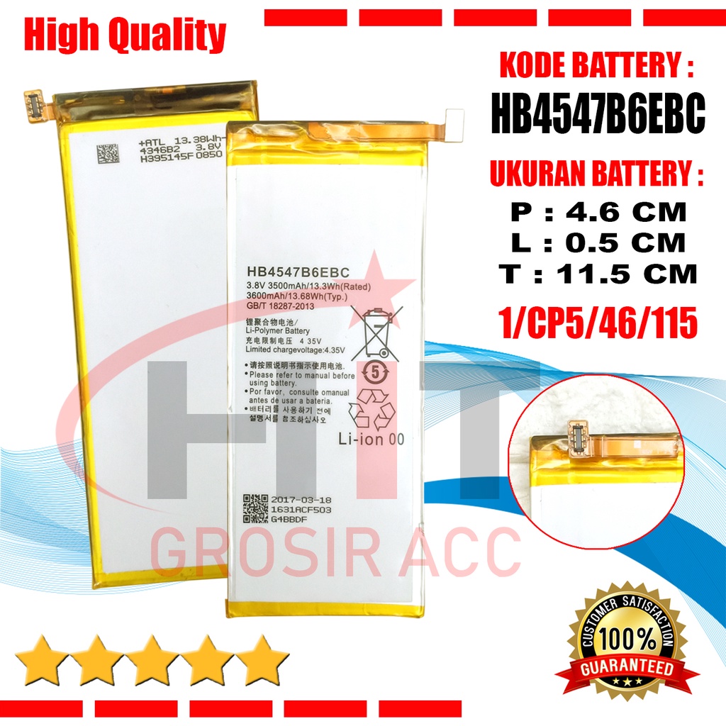 Baterai Battery For Huawei Honor 6 Plus HB4547B6EBC PE-TL20 PE-TL10 PE-CL00 PE-UL00