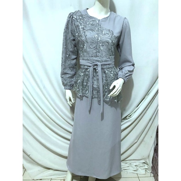 ]New[ Saukia Dress Brukat Mewah Remaja Dewasa Wanita / Gamis Fashion Seragam Pakaian Pesta Kondangan Jumbo Termurah