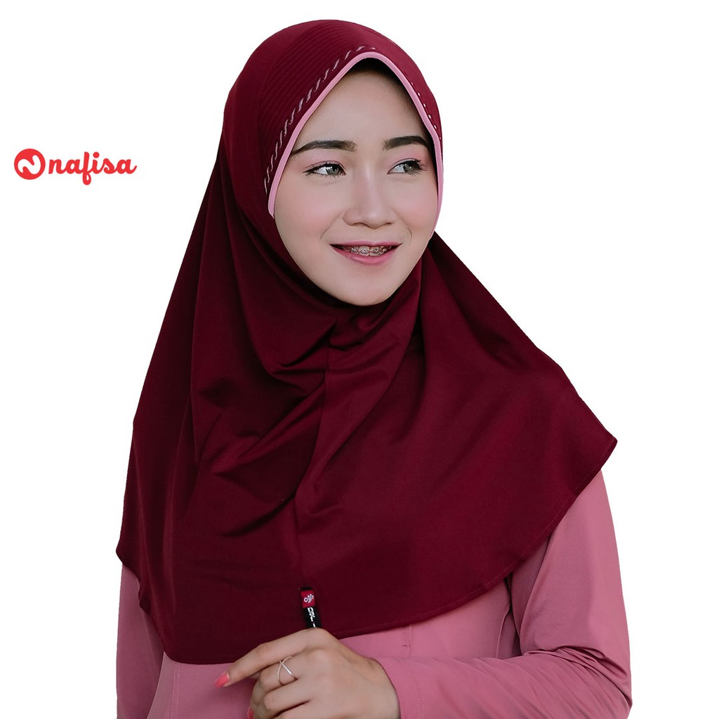 Jilbab Instan Bergo Bordir Nafisa Minang Bordir | Hijab Khimar Instan Bordir Pet Kerudung Instan Pet