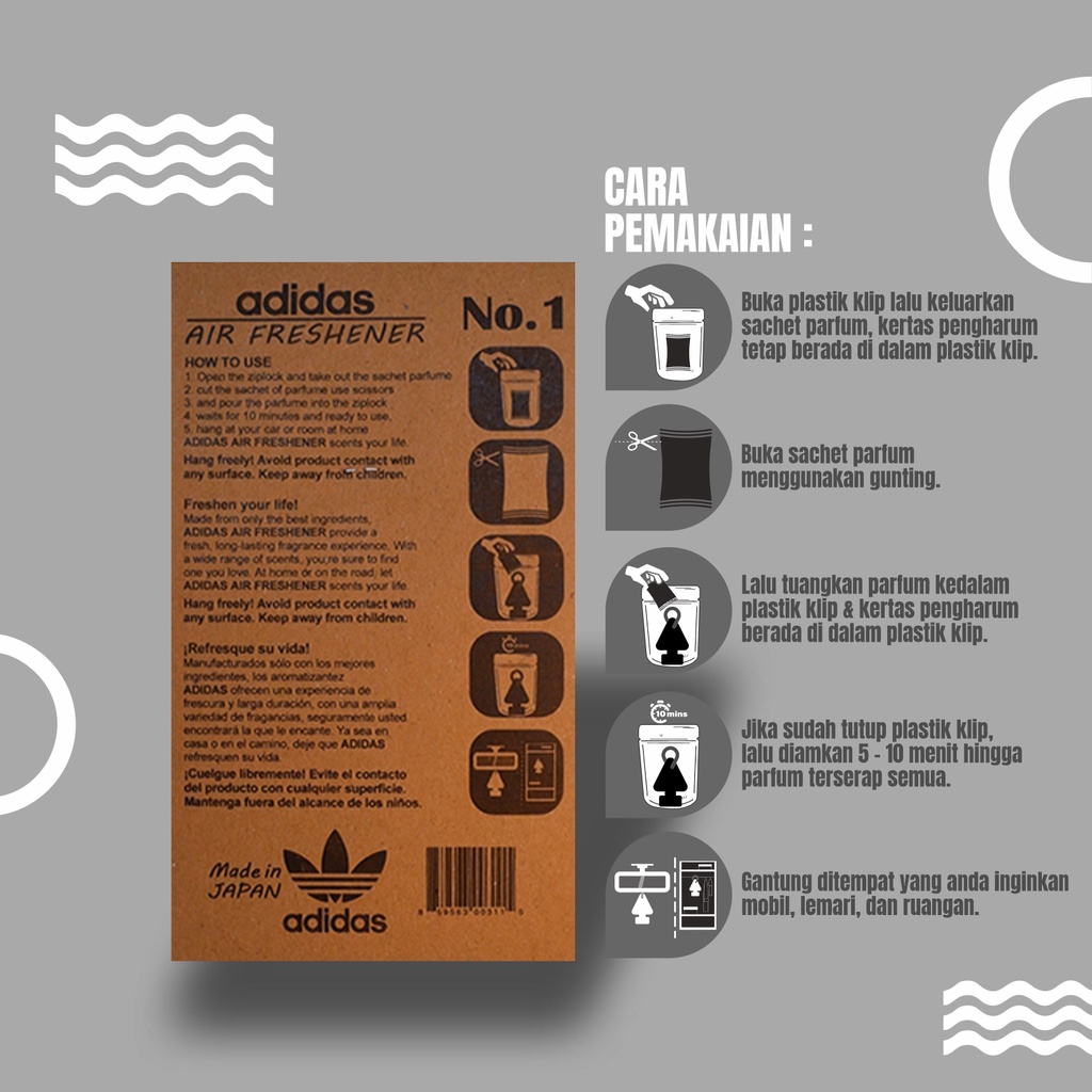 Parfum Pewangi Mobil Gantung Mewah Tahan Lama Kertas Refill - Pengharum Ruangan Premium - ADIDAS AIR FRESHENER