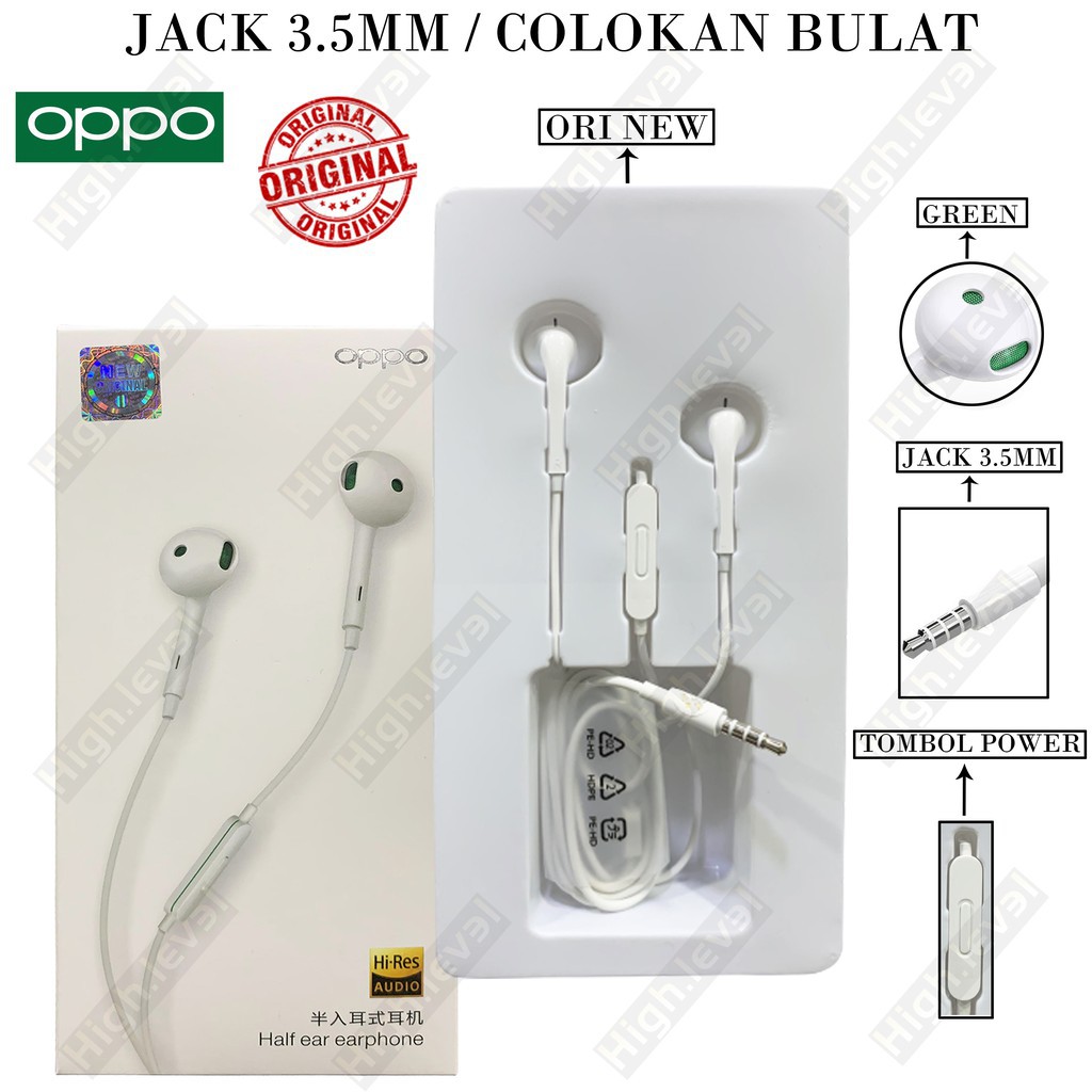 EARPHONE HANDSFREE OPPO RENO 4 JACK 3.5MM WITH MIC ORIGINAL