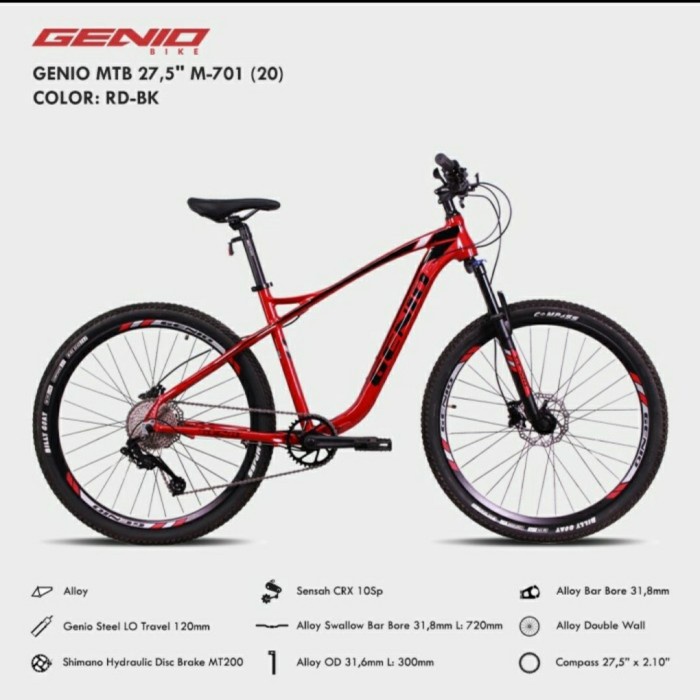 Sepeda Gunung Genio M701 MTB 27.5 inch M 701 27,5" Alloy M-701