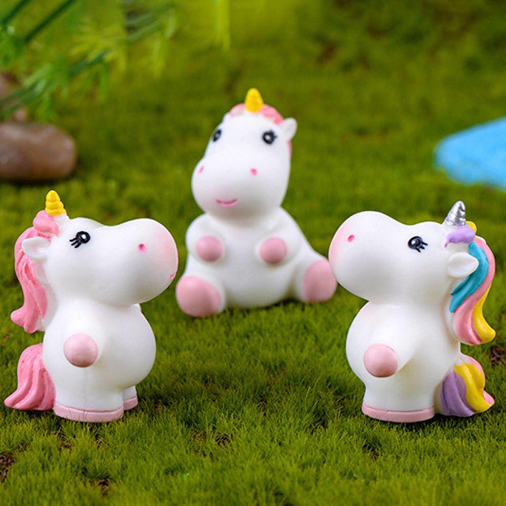 [Elegan] Unicorn Patung Multi-Posisi Mini Indah Miniatur Mainan Lanskap Mikro Bonsai Dekorasi Kerajinan Hadiah Anak Model Unicorn