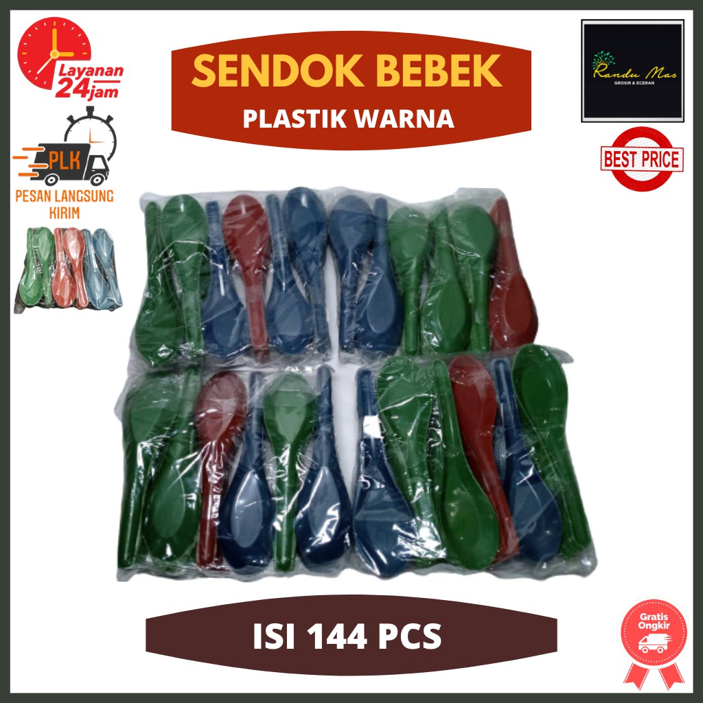 Sendok Bebek Warna Isi 144 Pcs | Sendok Makan Plastik | Sendok Buah Plastik Kecil | Sendok Bayi