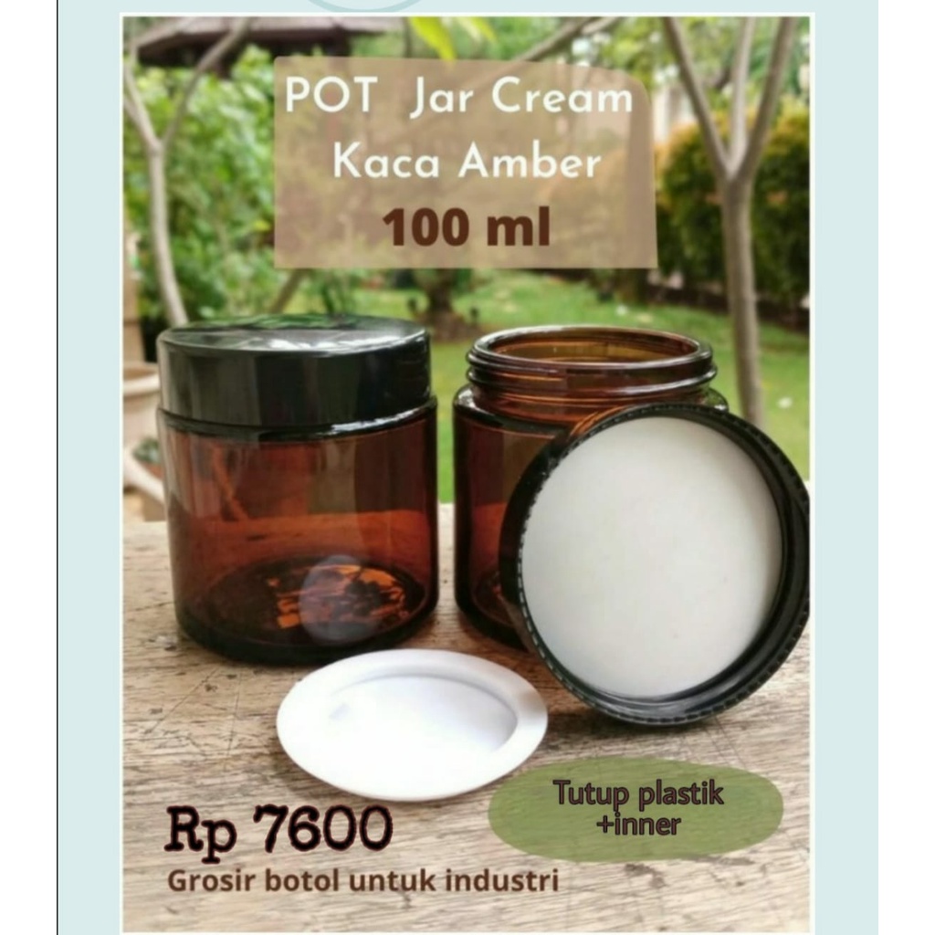 Botol  Kaca Pomade Lilin Lulur 100gram Wadah Kaca Amber Coklat Glass Cream Jar Pomade Wax 100ml Pot 