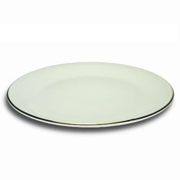 (6 Pc) Piring Ceper Keramik 10" list Emas - Putih