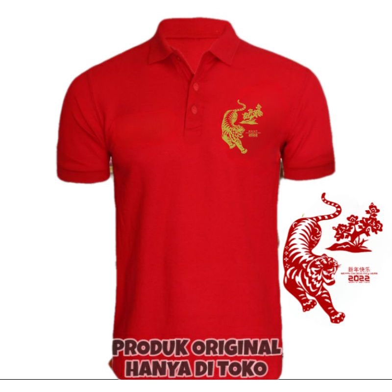 Baju Kaos kerah Imlek 2022 / kaos kerah imlek tiger 2022