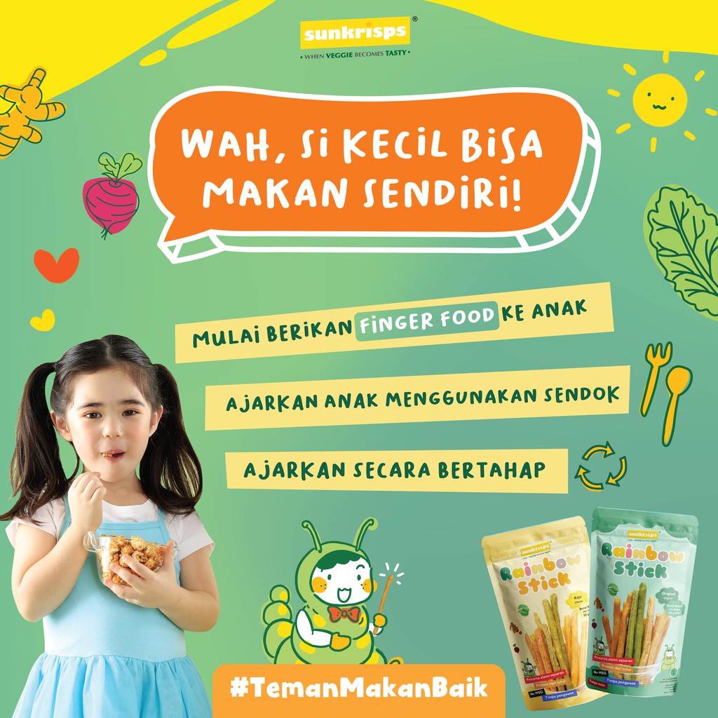 SUNKRISPS Rainbow Stick 50g - Veggie / Cheese - Snack Bayi Anak - Biskuit Stik Pelangi Rasa Sayuran - Sunkrip Stick Keju