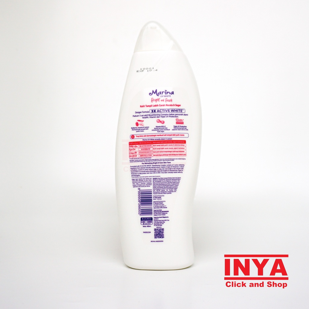 MARINA UV WHITE BRIGHT AND FRESH MULBERRY 460ml - Hand and Body Lotion